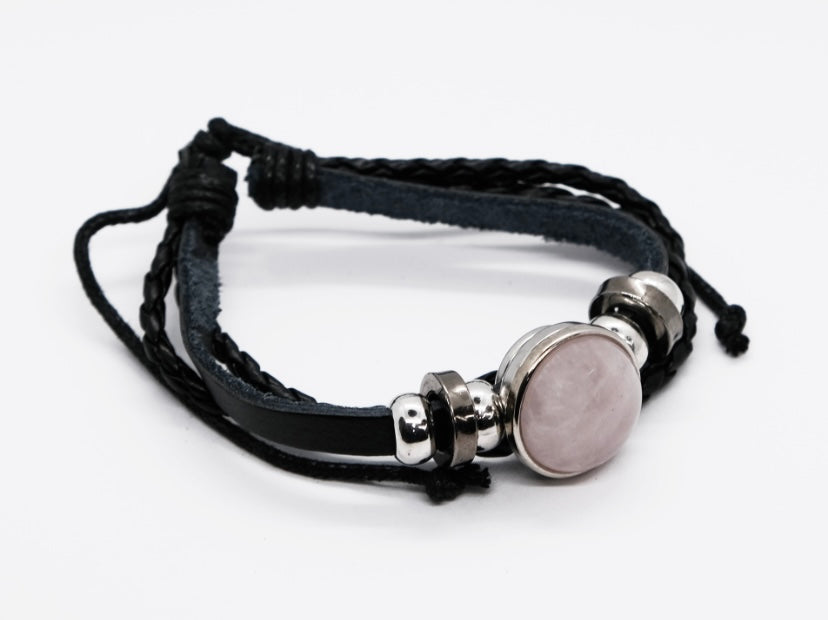 Rose Quartz Leather Bracelet