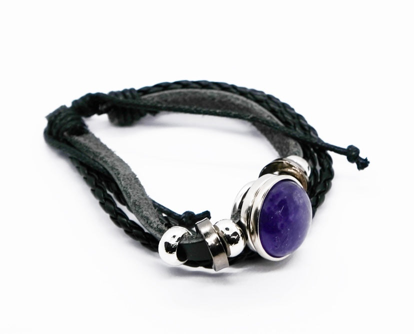 Amethyst Leather Bracelet