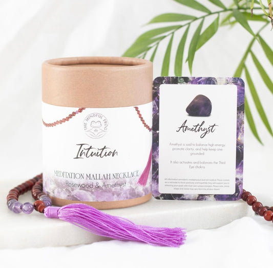 Intuition Rosewood & Amethyst Mallah Necklace