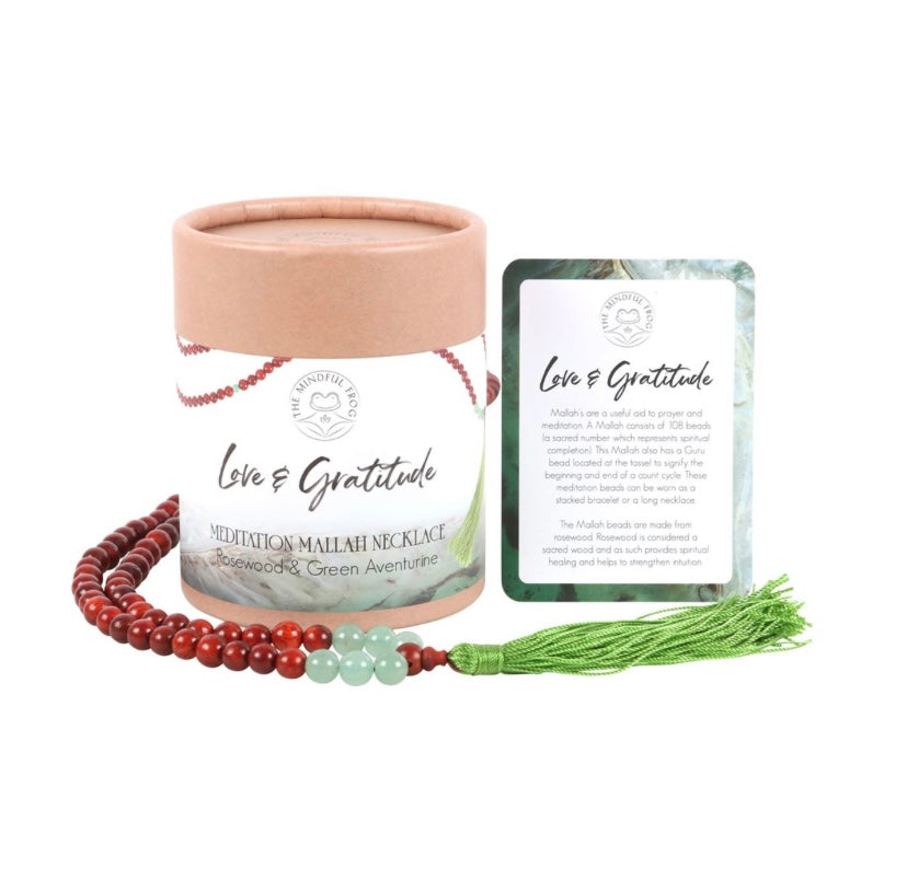 Love And Gratitude Rosewood & Green Aventurine Mallah Necklace