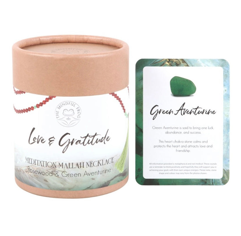 Love And Gratitude Rosewood & Green Aventurine Mallah Necklace