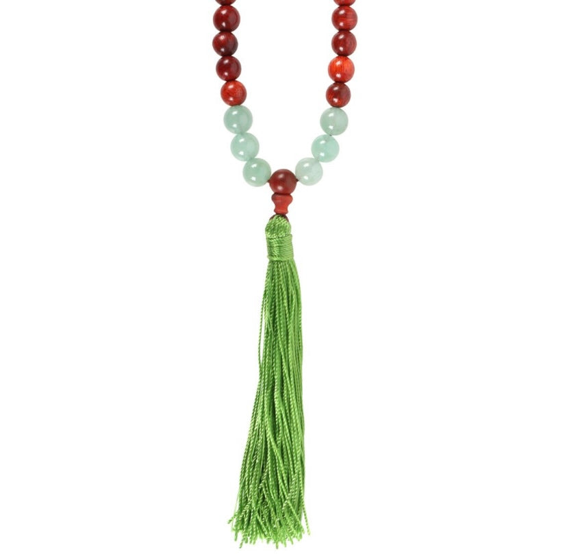 Love And Gratitude Rosewood & Green Aventurine Mallah Necklace