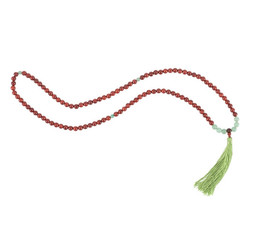 Love And Gratitude Rosewood & Green Aventurine Mallah Necklace